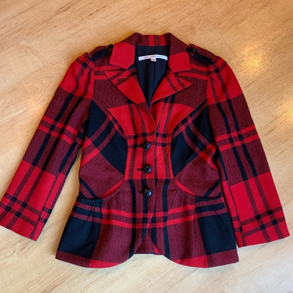 Diane Von Furstenberg Plaid Cropped Blazer.  EMILY IN PARIS